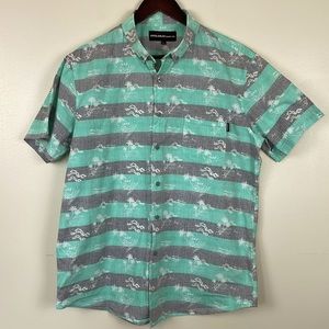Molokai Surf Co. Mens Striped Hawaiian Button Down Shirt. Size Large